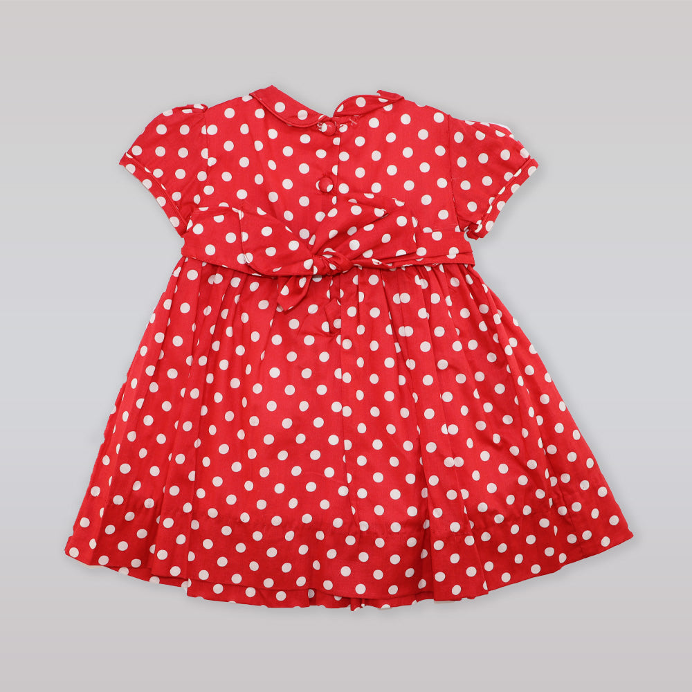 Annafie London Red Polka Dot Smocked Cotton Baby Dress