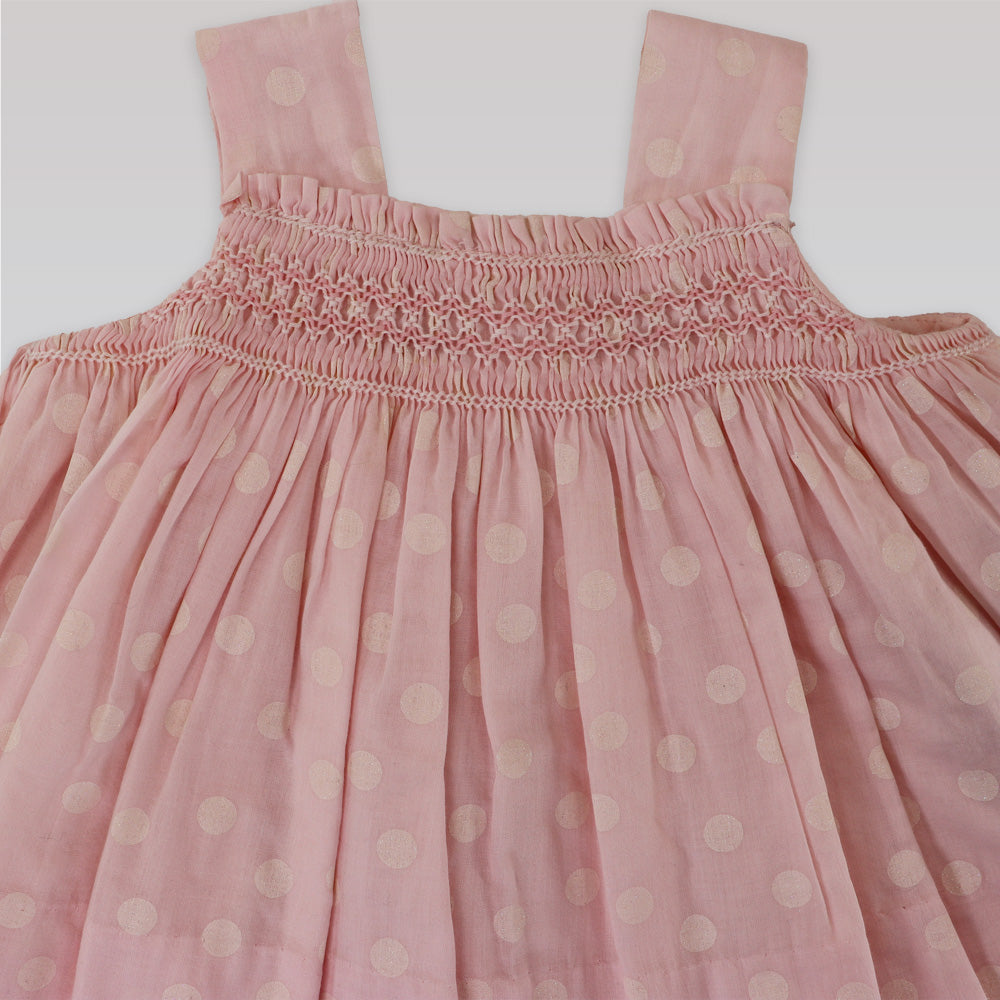 Sarah Louise Baby Girl Pink Smocked Dress with Delicate Floral Embroidery