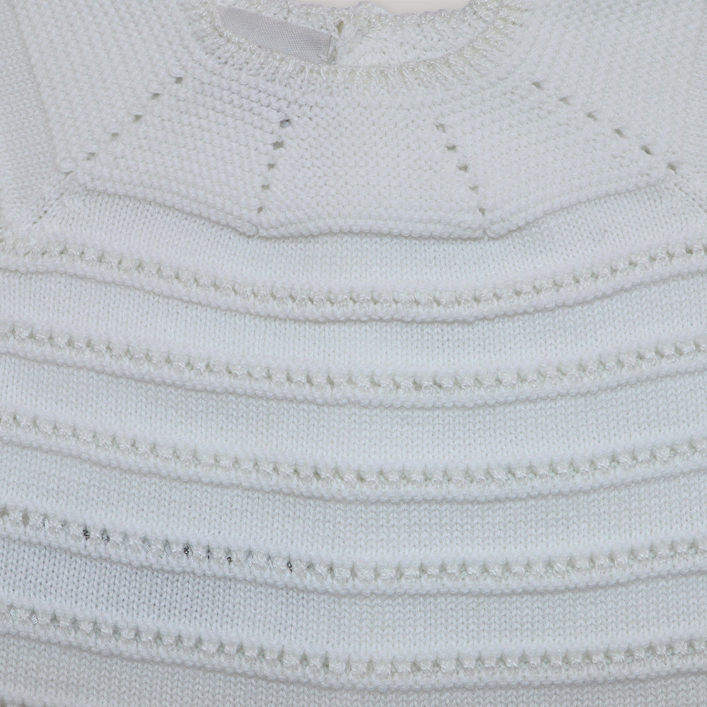 Paz Rodriguez Long Sleeve White Knit Baby Sweater 3M