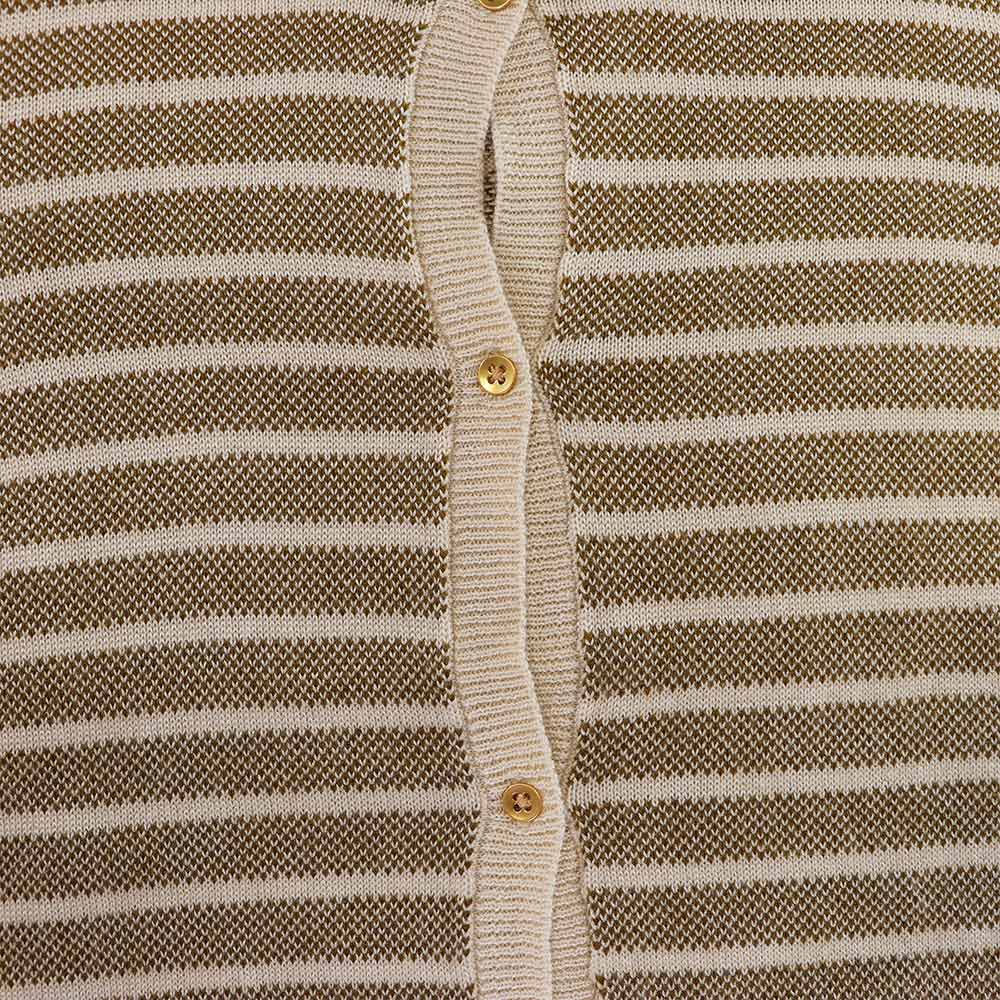 Pale Cloud Girls Olive Striped Knit Button Down Cardigan Sweater
