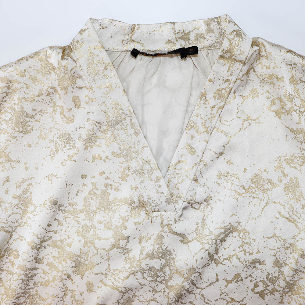 Pale Cloud Jamie Girls Ecru Blouse with Gold Foil Accents