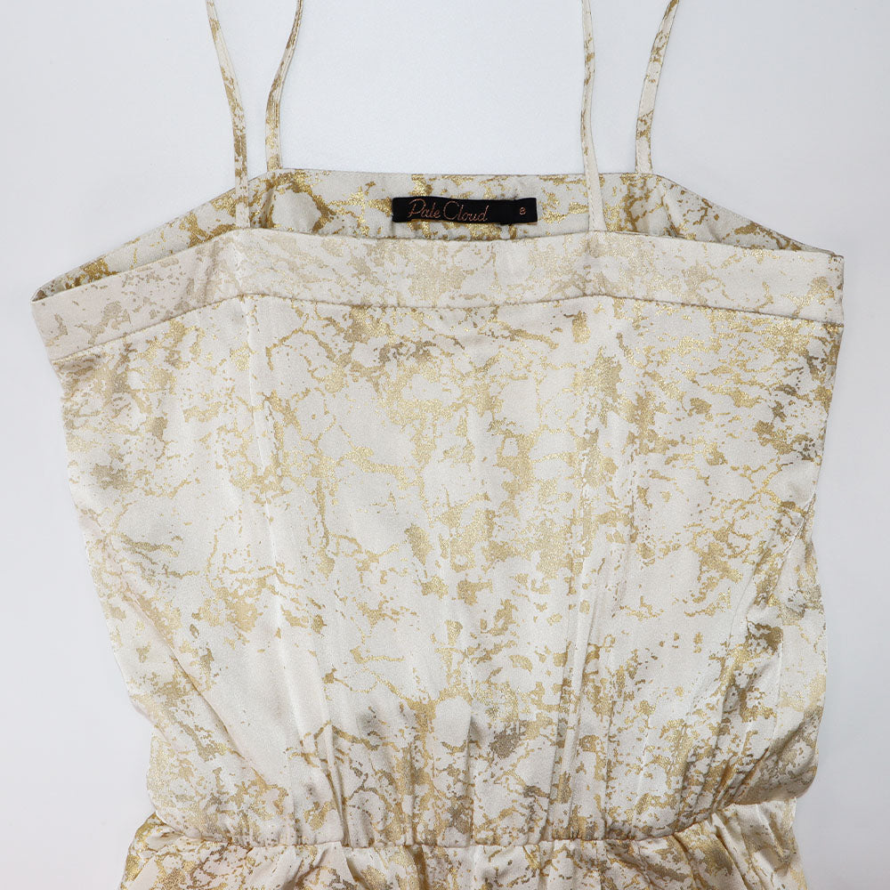 Elegant Pale Cloud Jamie Ecru Play Suit with Gold Foil