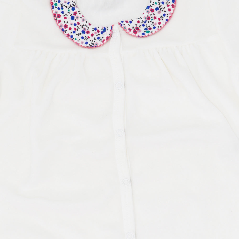 Petit Bateau White Cotton Baby Sleepsuit Dors Bien Footed Onesie