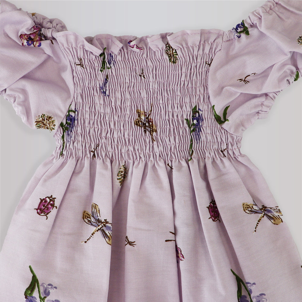 Their Nibs Lilac Bluebell Floral Cotton Baby Girl Romper Outfit