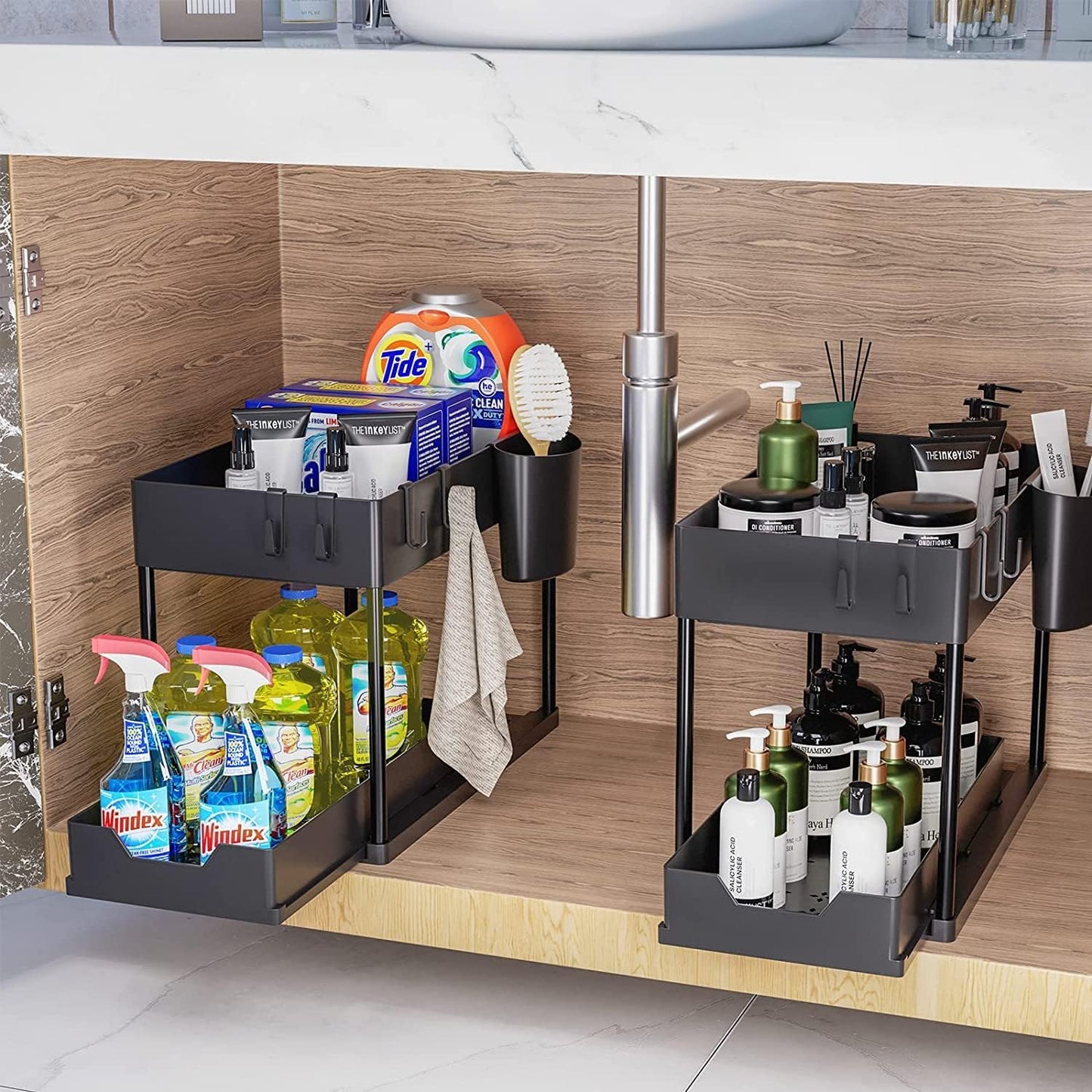 SKY-TOUCH 1pcs Storage Racks Pull-Type Double-Layer Kitchen Storage Rack