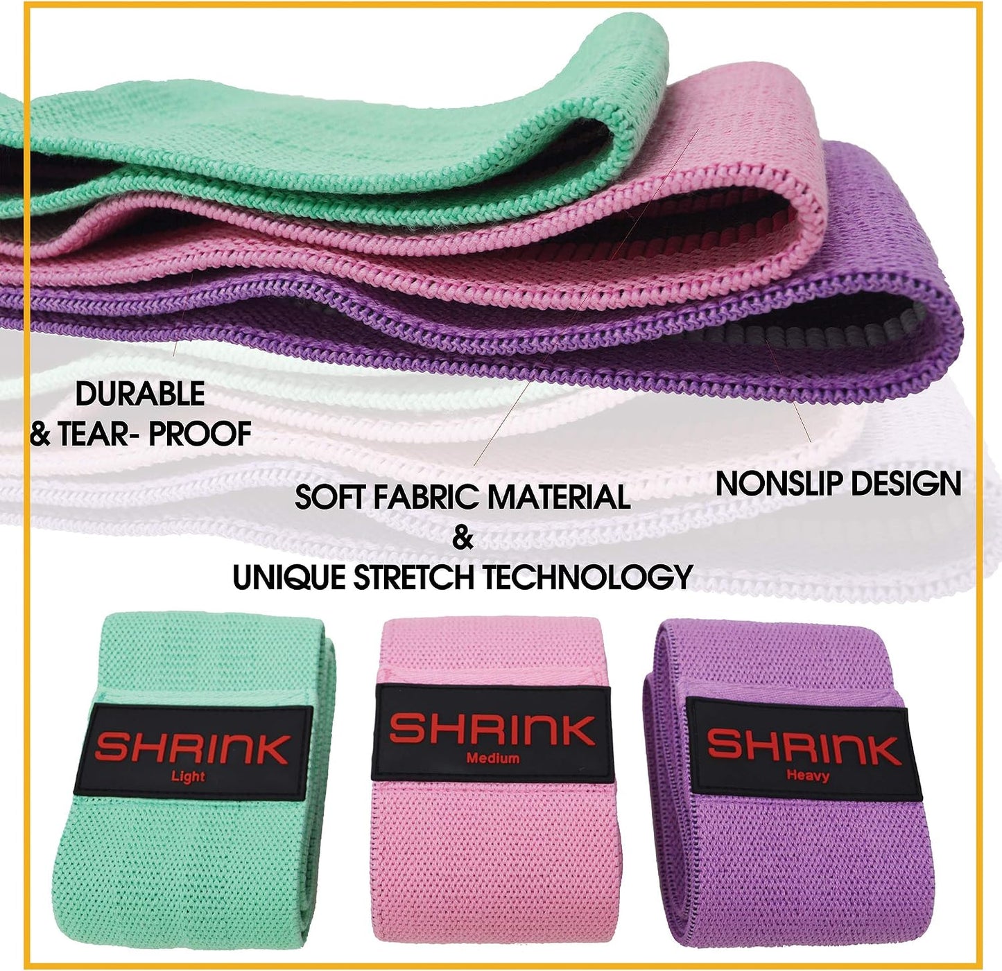 3 PC Fabric Resistance Bands Set