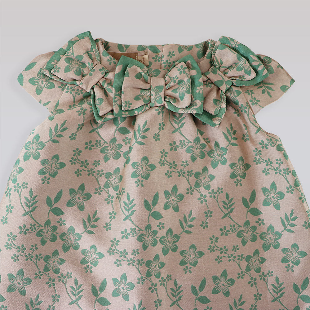 La Stupenderia Luxury Baby Girl Dress With Bow Neckline