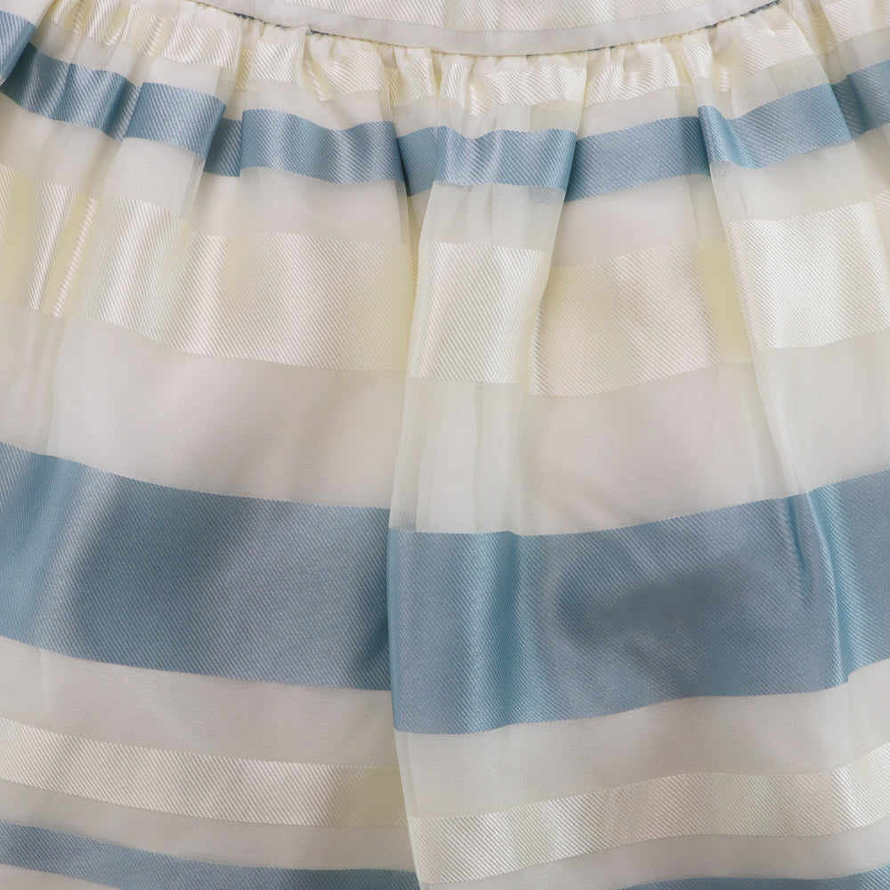 Huckle Bones Girls Elegant Blue and Ivory Organza Pleated Skirt