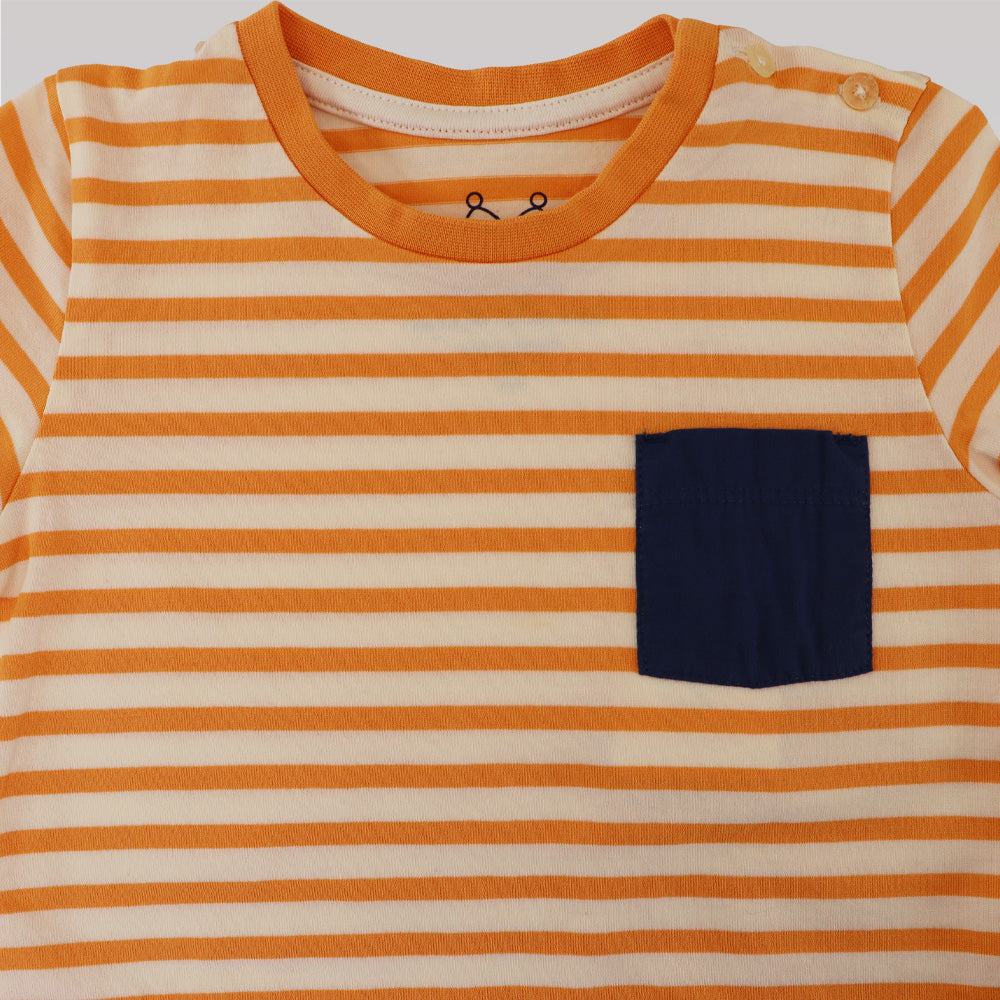 Marie Chantal Tangerine Stripe Cotton Tee for Stylish Kids