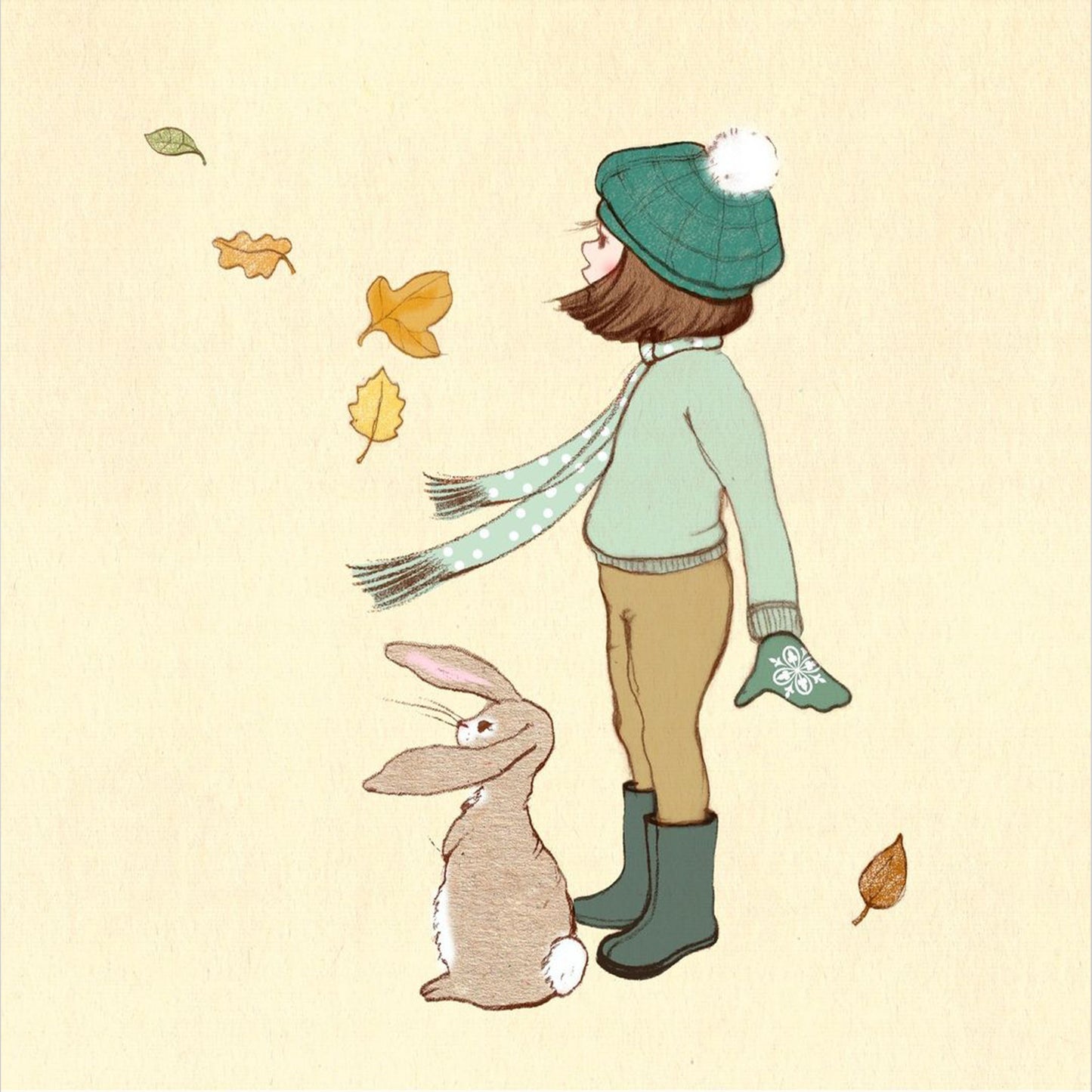 Belle and Boo Windy Day Signed Cotton Rag Art Print