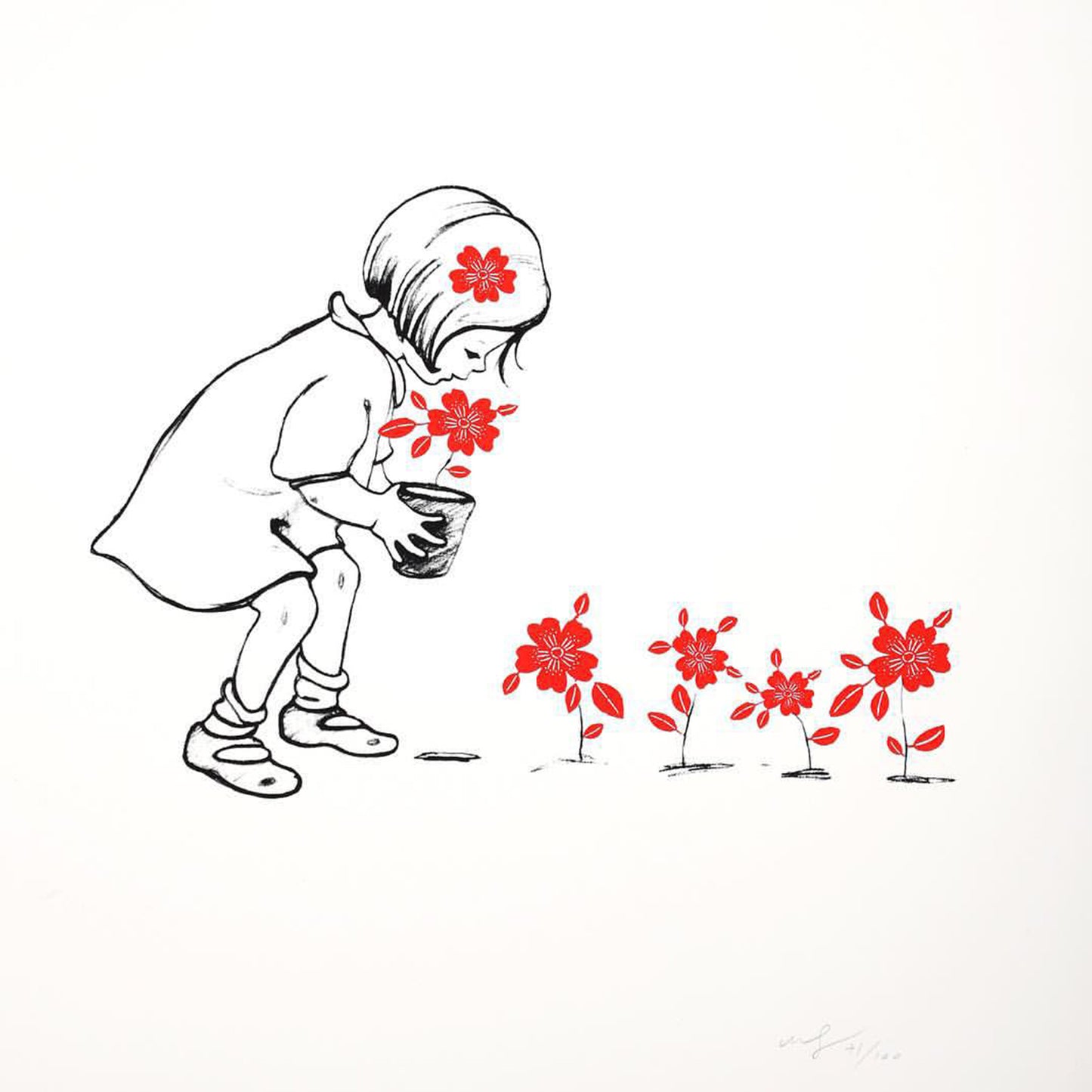Belle & Boo Evie's Flowers Signed Fine Art Cotton Print