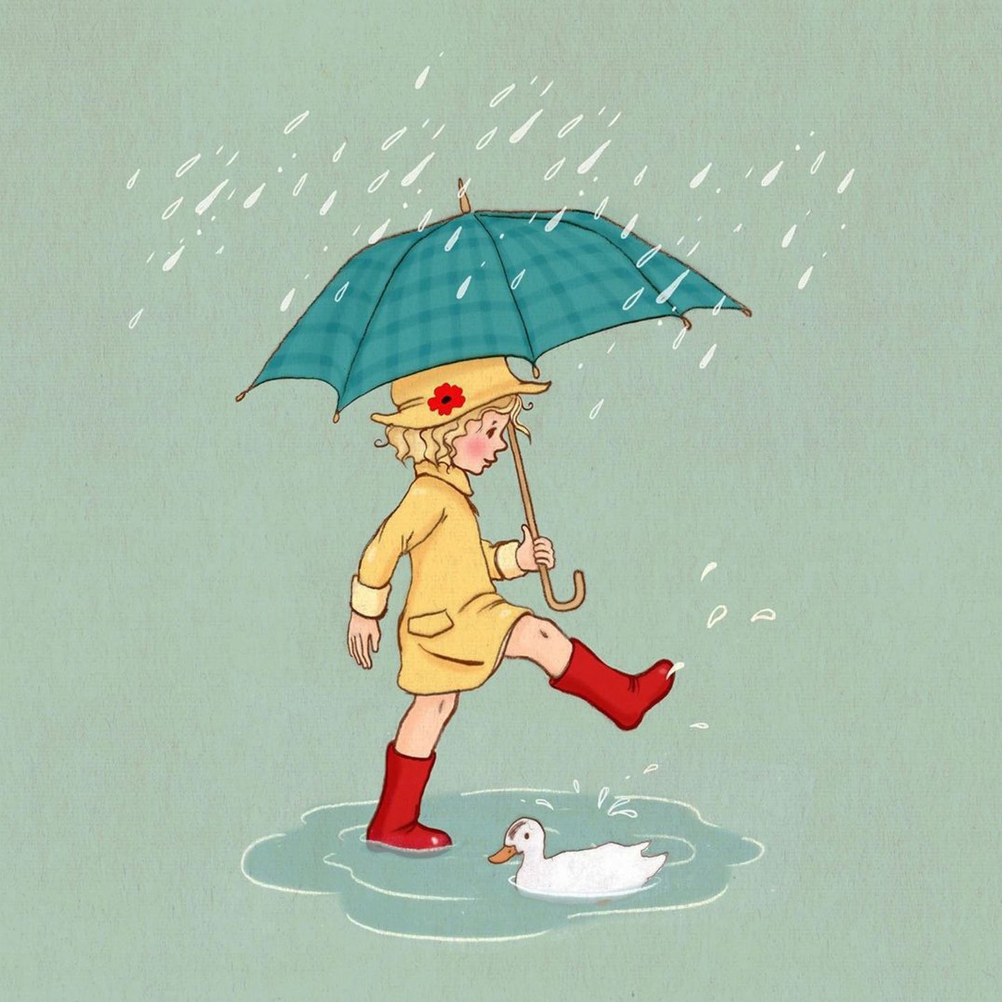 Belle and Boo Poppy's Puddle Giclee Cotton Art Print