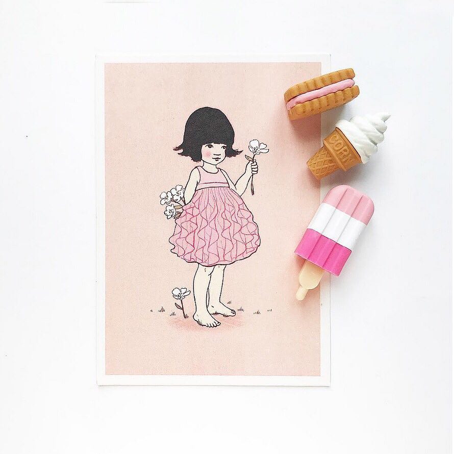 Belle & Boo Girl with Flowers Signed Fine Art Print