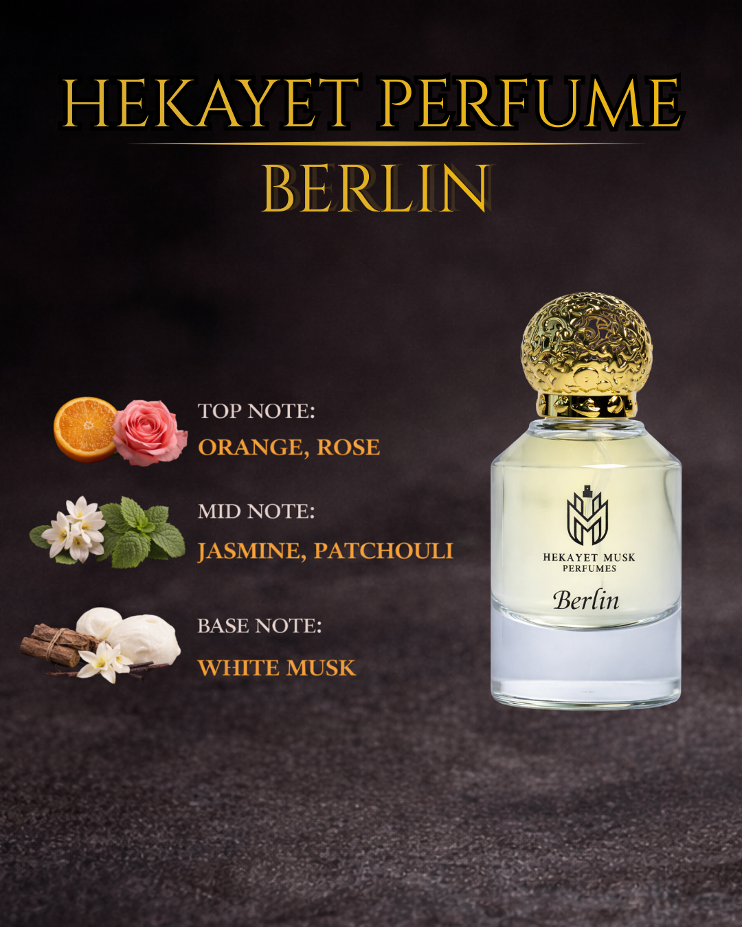 Hekayet Berlin Eau de Parfum 80ml – Orange, Rose & White Musk Unisex Perfume | Long Lasting Floral Musky Fragrance