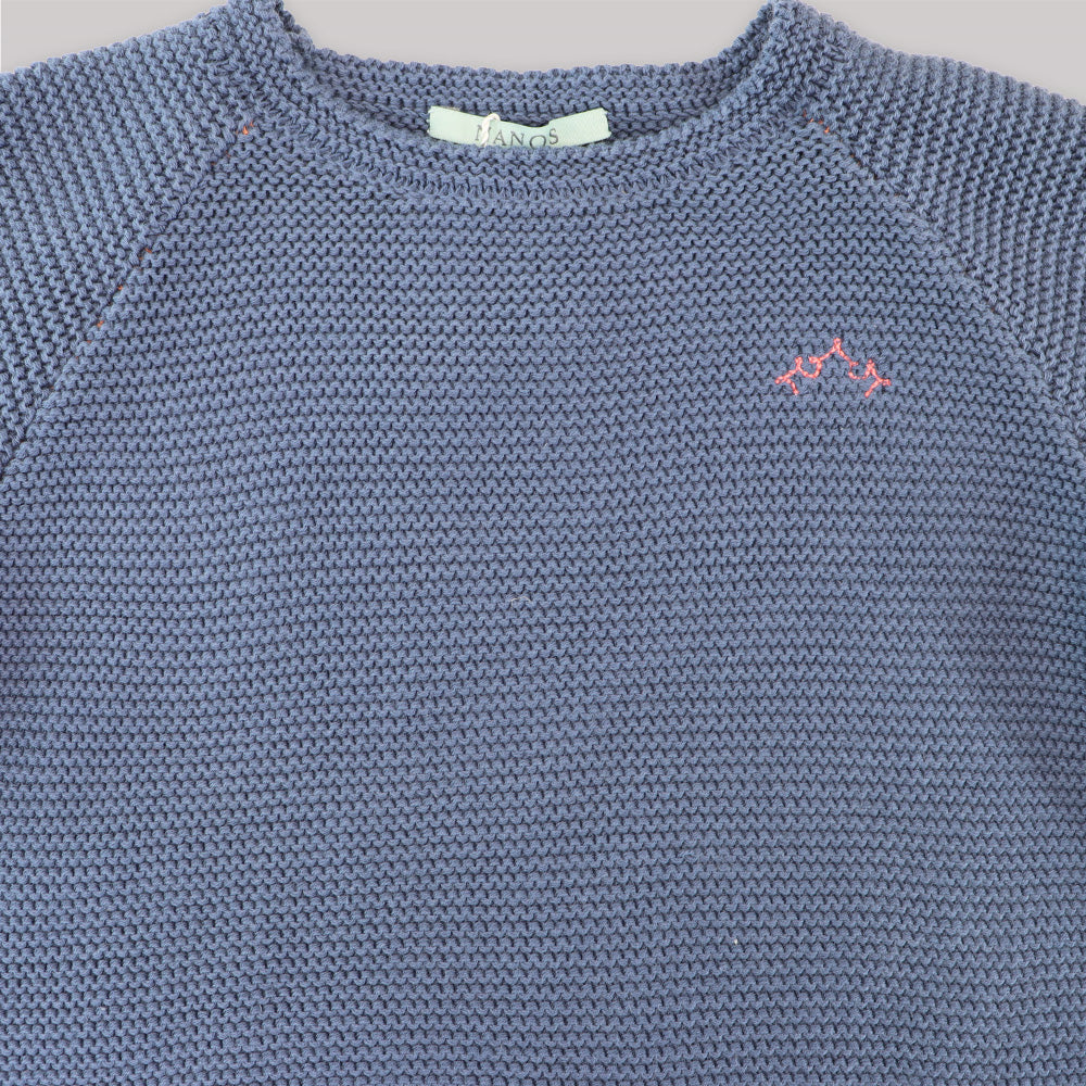 Nanos Navy Blue Knit Jersey Baby Sweater for Toddlers