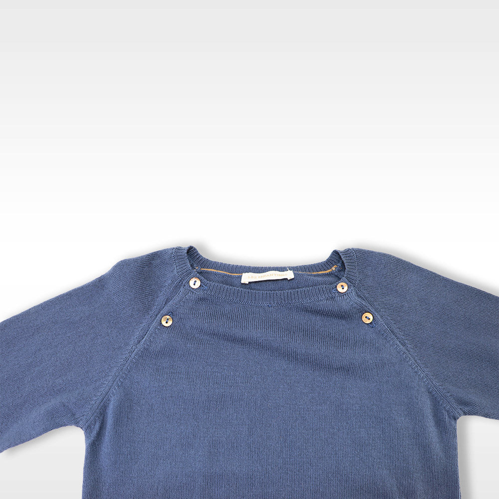 Les Enfantines Boys Navy Blue Knit Pullover Sweater with Collar