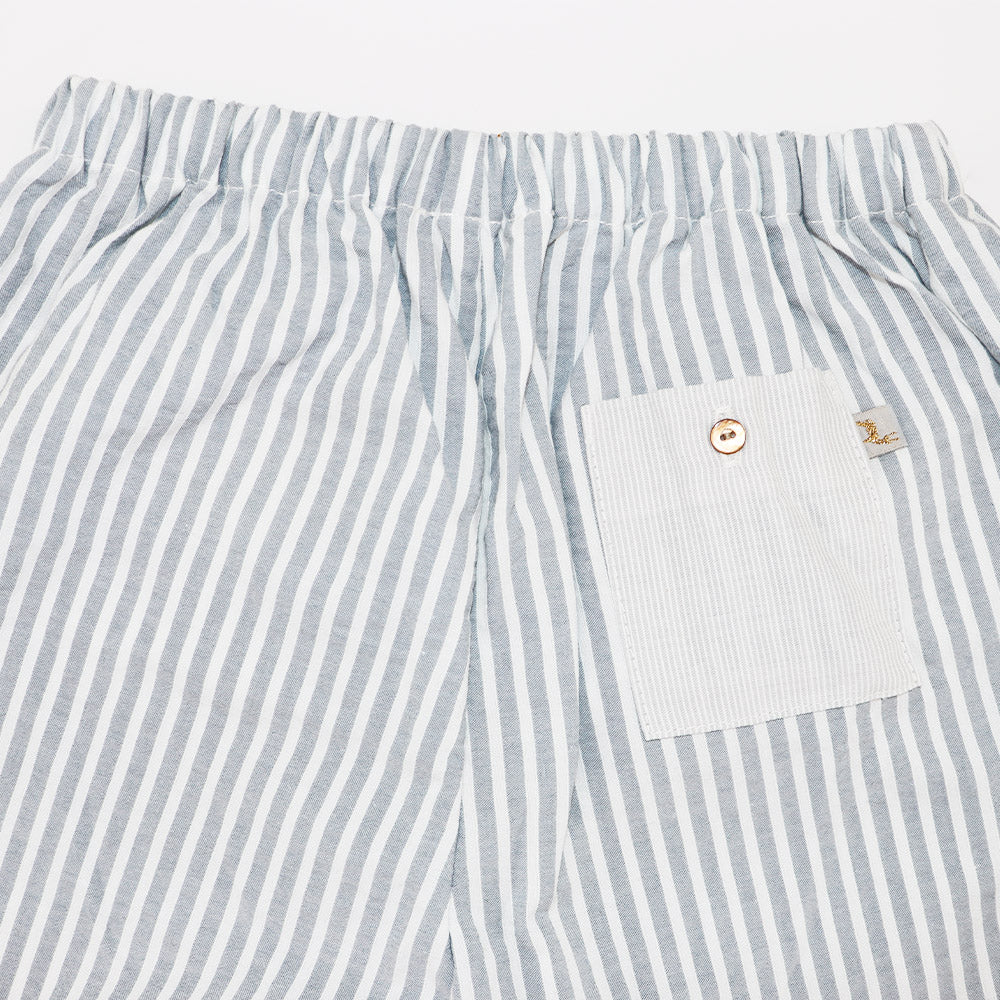 Les Enfantines Grey Striped Cotton Bermuda Shorts for Kids 8Y
