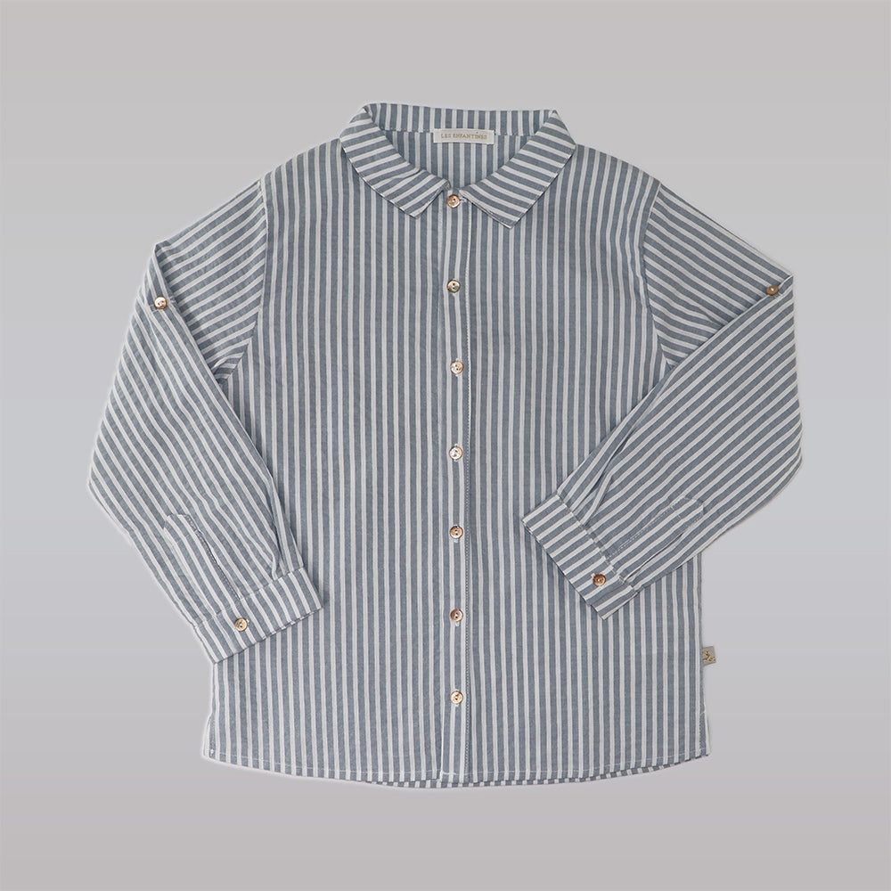 Les Enfantines Calao Striped Grey Cotton Skirt for Girls