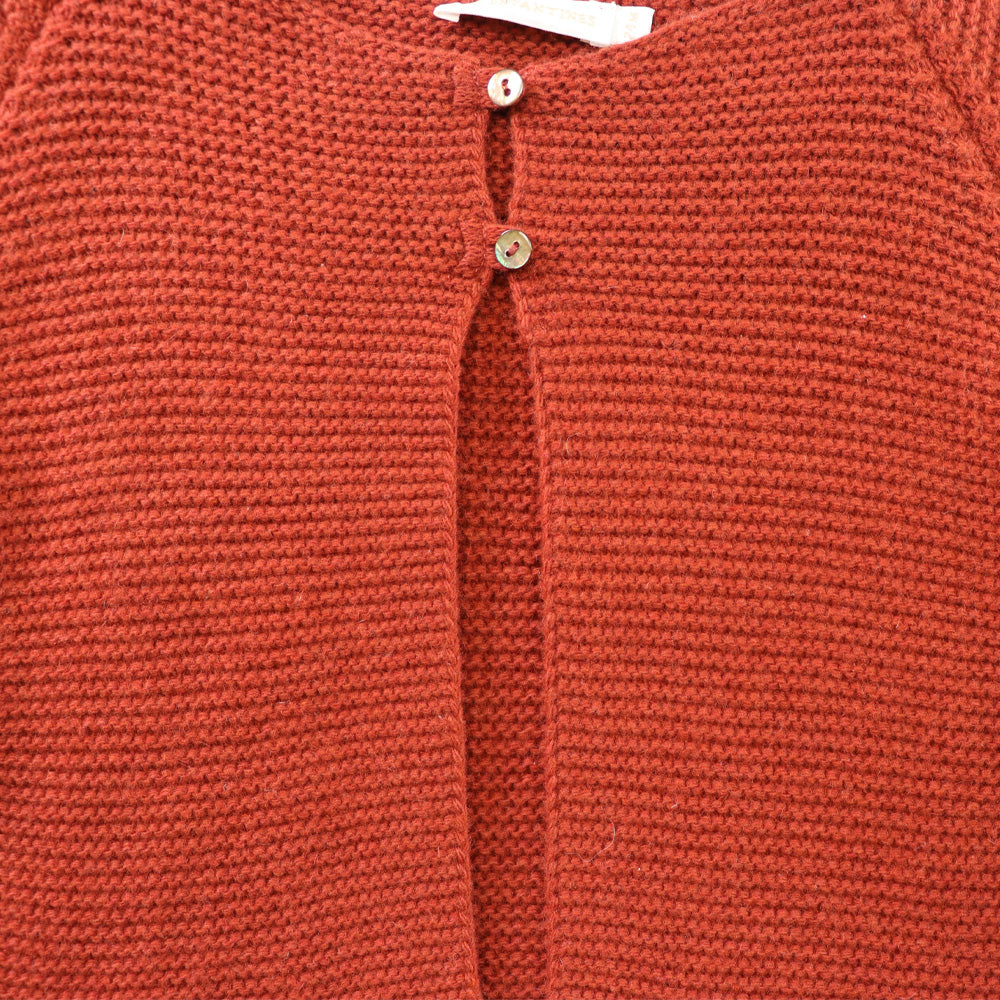 Les Enfantines Lucio Rust Knit Cotton Button Up Toddler Cardigan