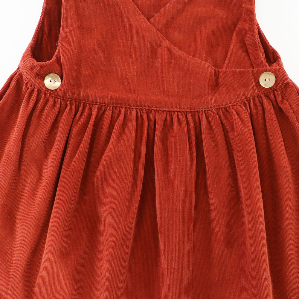 Les Enfantines Girls Rust Corduroy Papillon Butterfly Sleeve Dress