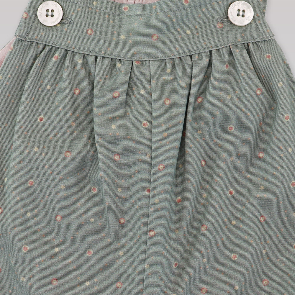 La Stupenderia Ash Green Cotton Baby Girl Dungaree Pinafore Dress