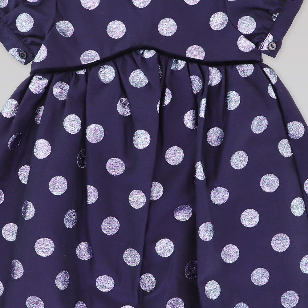La Stupenderia Abia Navy Blue Ruffle Collar Special Occasion Dress