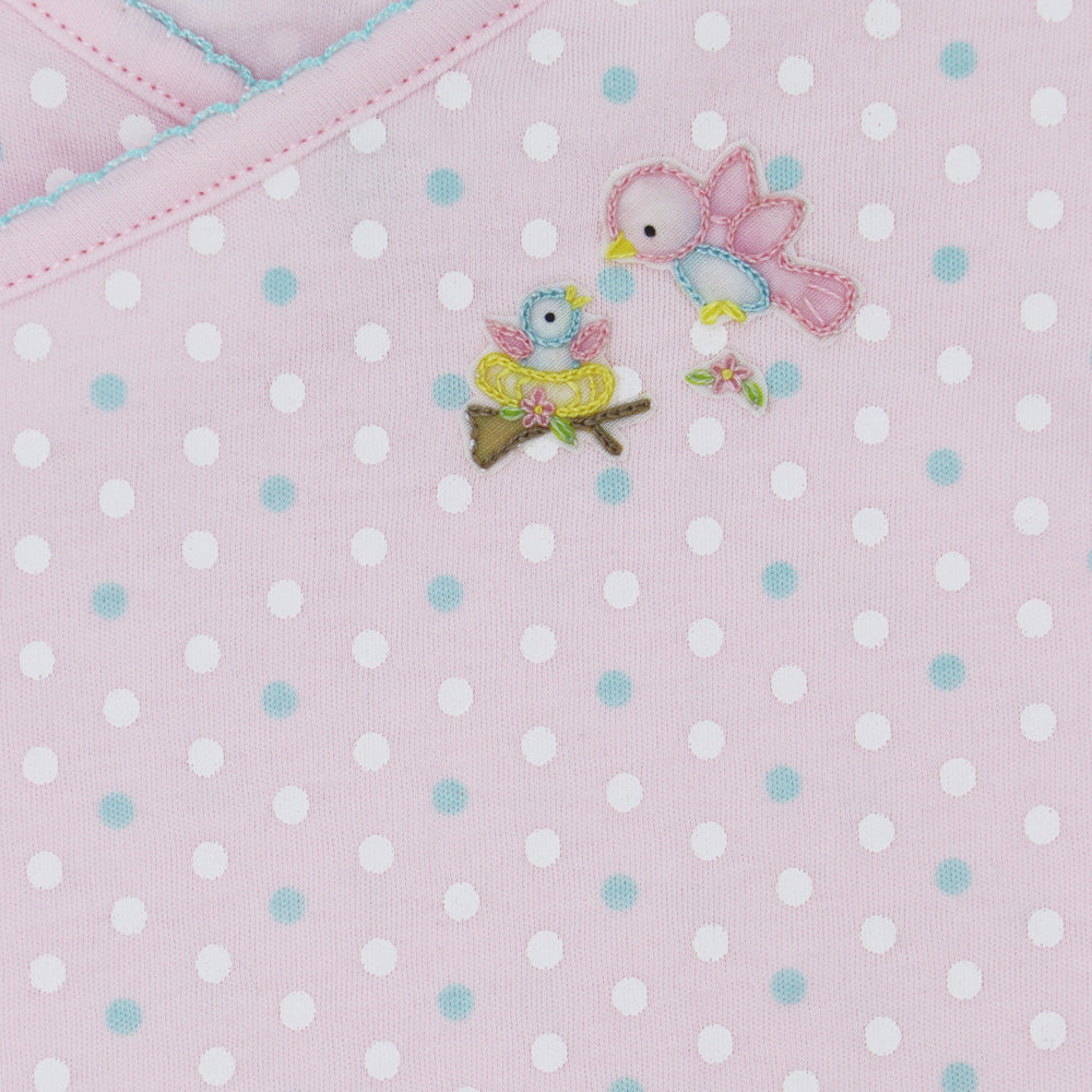 Magnolia Baby Little Birds Pink Pima Cotton Baby Footie