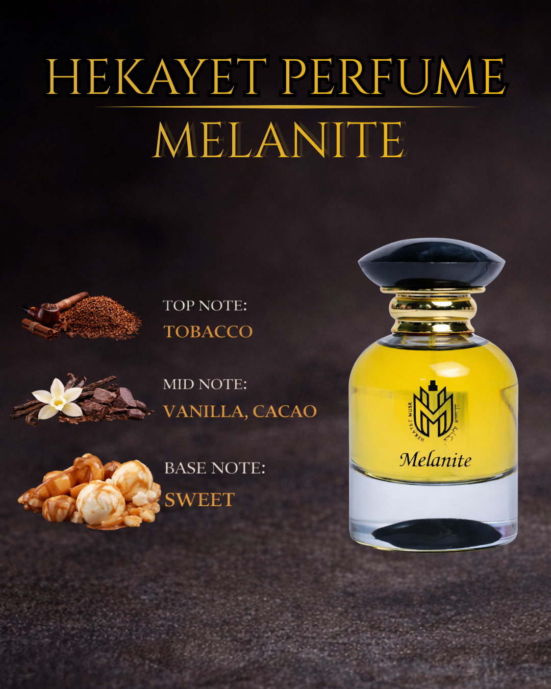 Hekayet Melanite Eau de Parfum 60ml – Tobacco Vanilla Cacao Sweet Unisex Perfume | Long Lasting Luxury Gourmand Fragrance