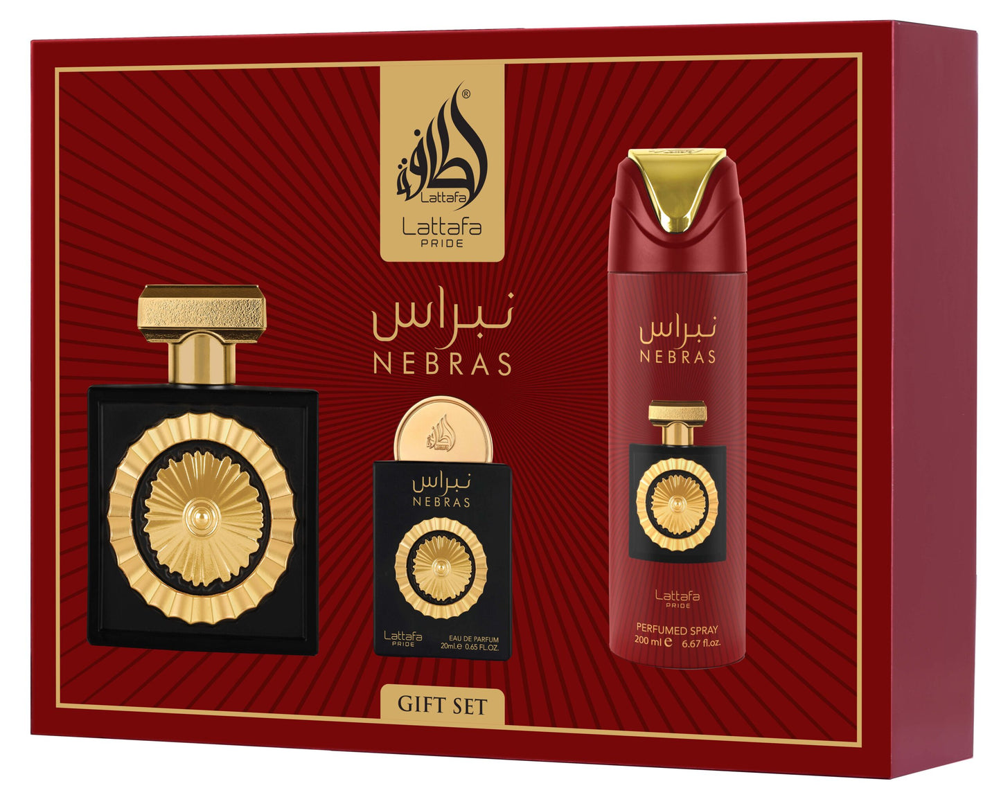 Lattafa Pride Nebras Luxury 3-Piece Fragrance Gift Set for Women