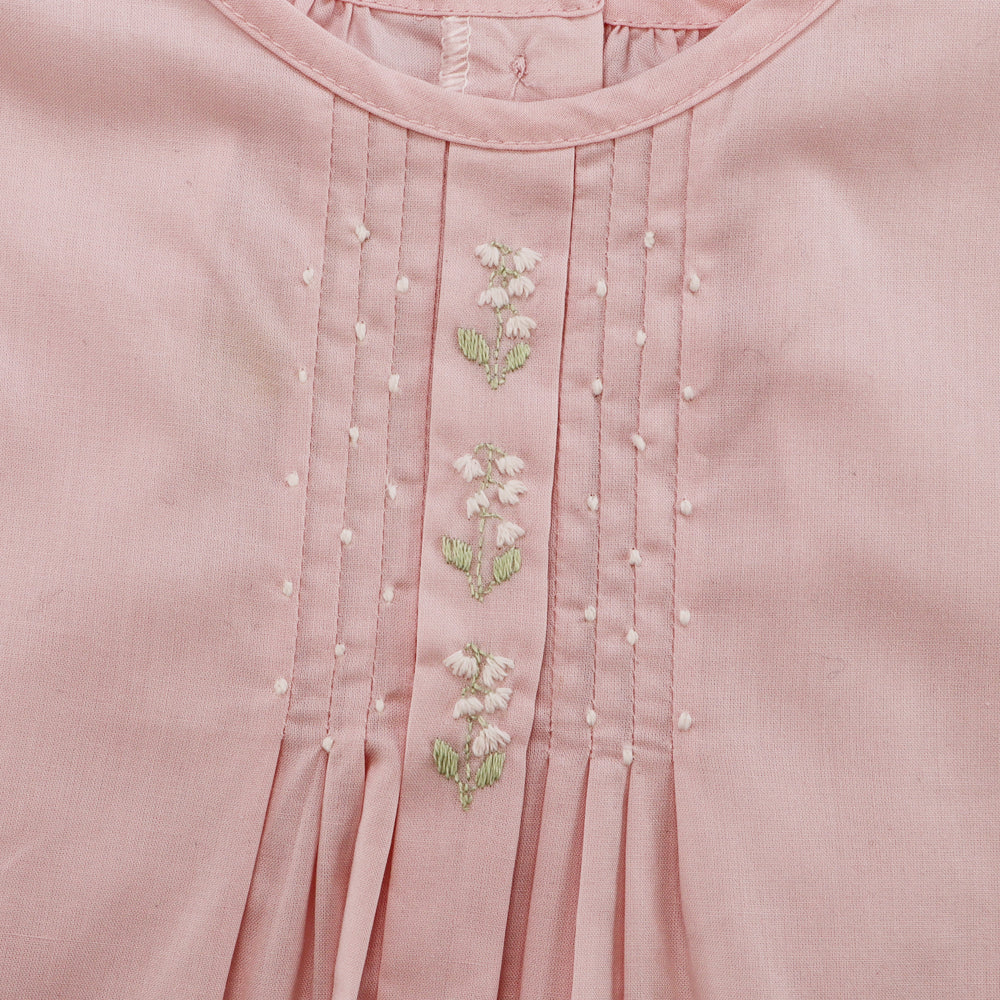 Elegant Pixie Lily Pink Cotton Baby Dress and Bloomer Set