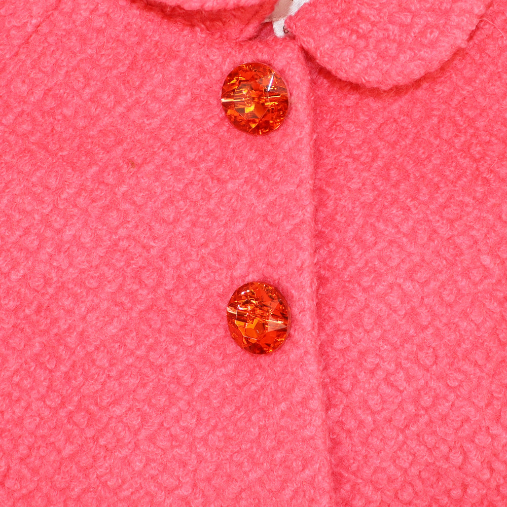 Rachel Riley Girls Poppy Red Boucle Coat with Velvet Trim