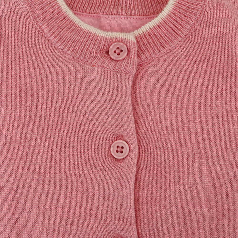 Rachel Riley Pink Ivory Sugar Mice Intarsia Knit Baby Cardigan