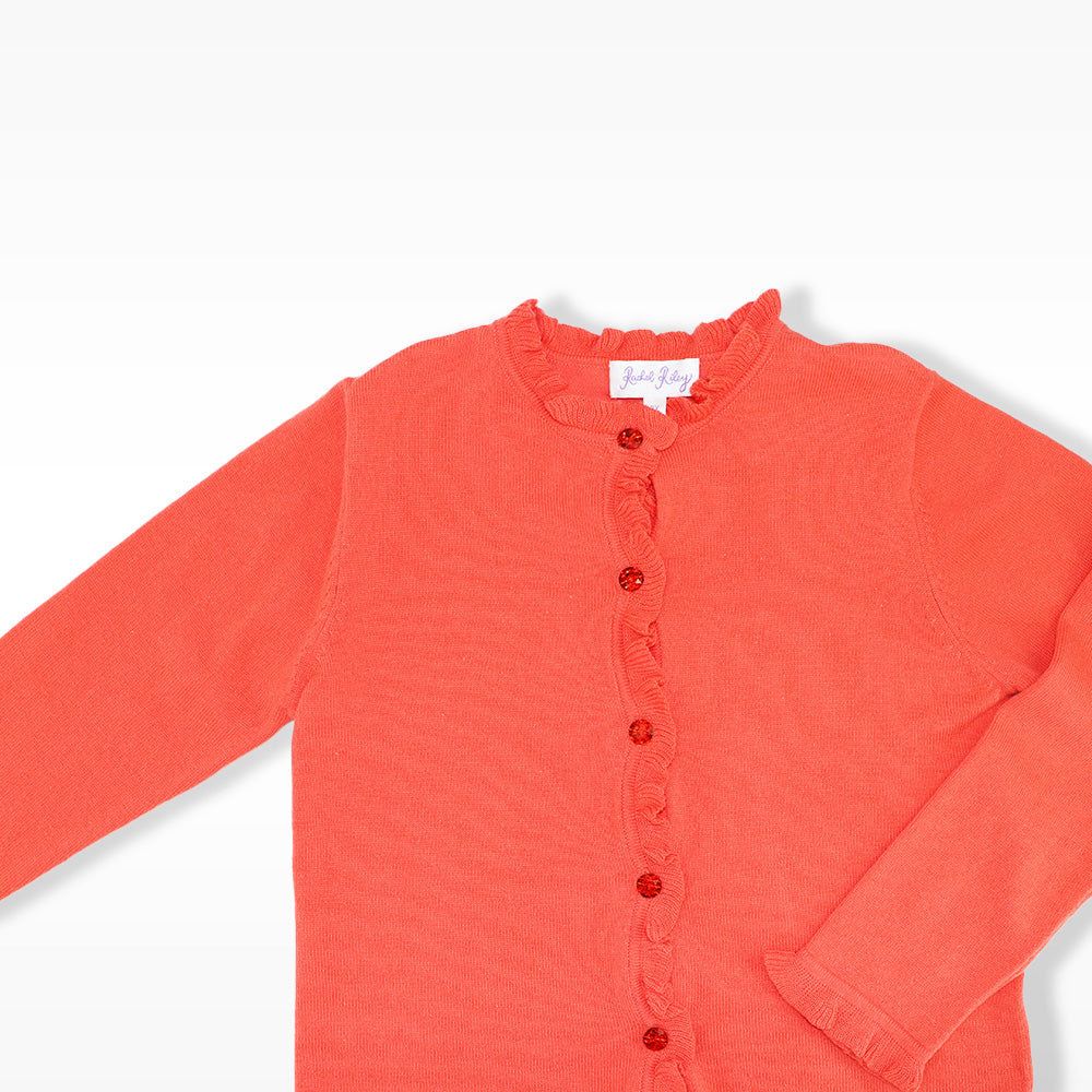 Rachel Riley Girls Peach Knit Frill Cardigan Size 8 Years