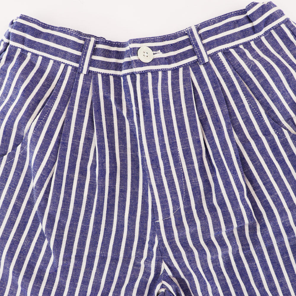 Rachel Riley Boys Striped Tailored Cotton Shorts Blue Ivory
