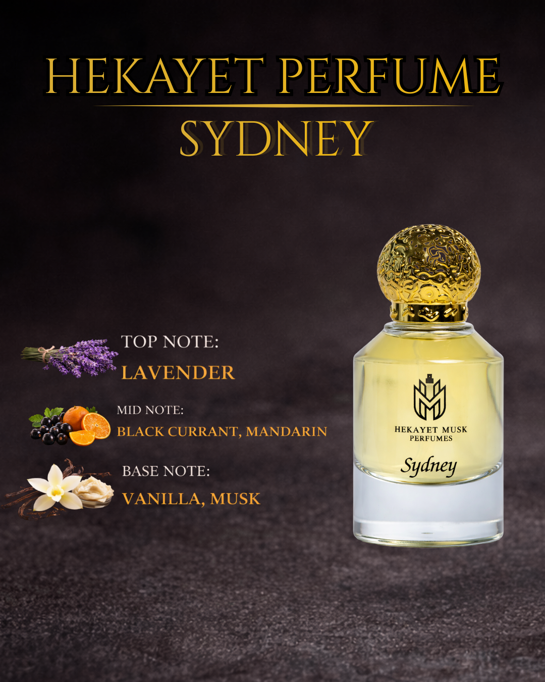 Hekayet Sydney Eau de Parfum 80ml – Lavender Black Currant Mandarin Vanilla Musk Perfume | Long Lasting Luxury Fragrance
