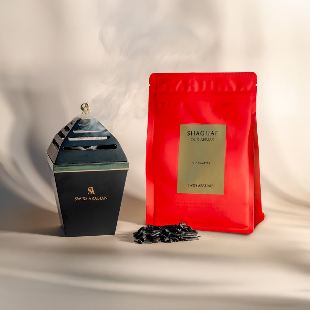 Shaghaf Oud Ahmar Fragrant Muattar Incense with Bergamot and Vanilla