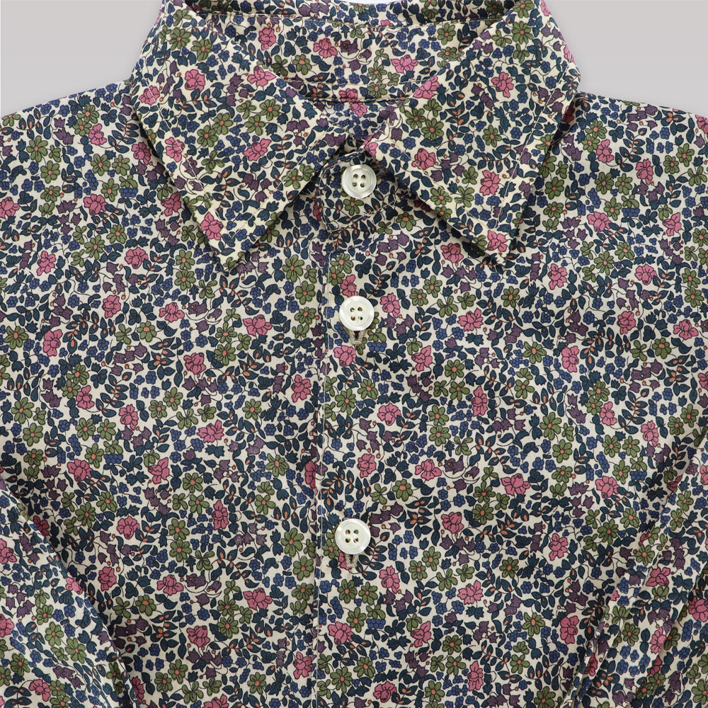 Unruly Blue Liberty Dark Rose Floral Long Sleeve Cotton Dress