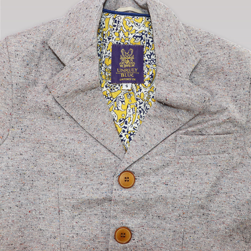 Unruly Blue Boys Grey Flecked Formal Jacket for Kids