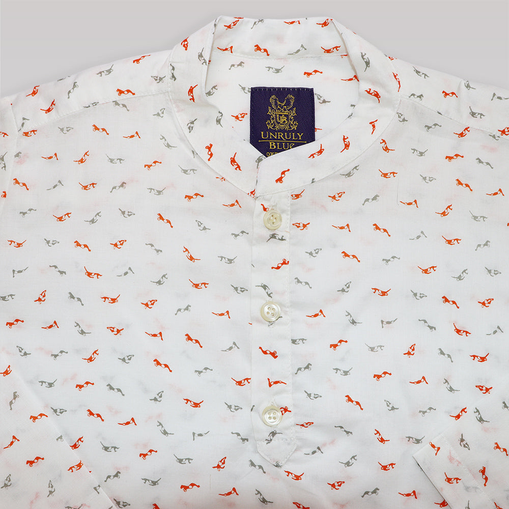 Unruly Blue Boys White Cotton Short Sleeve Diver Graphic Shirt