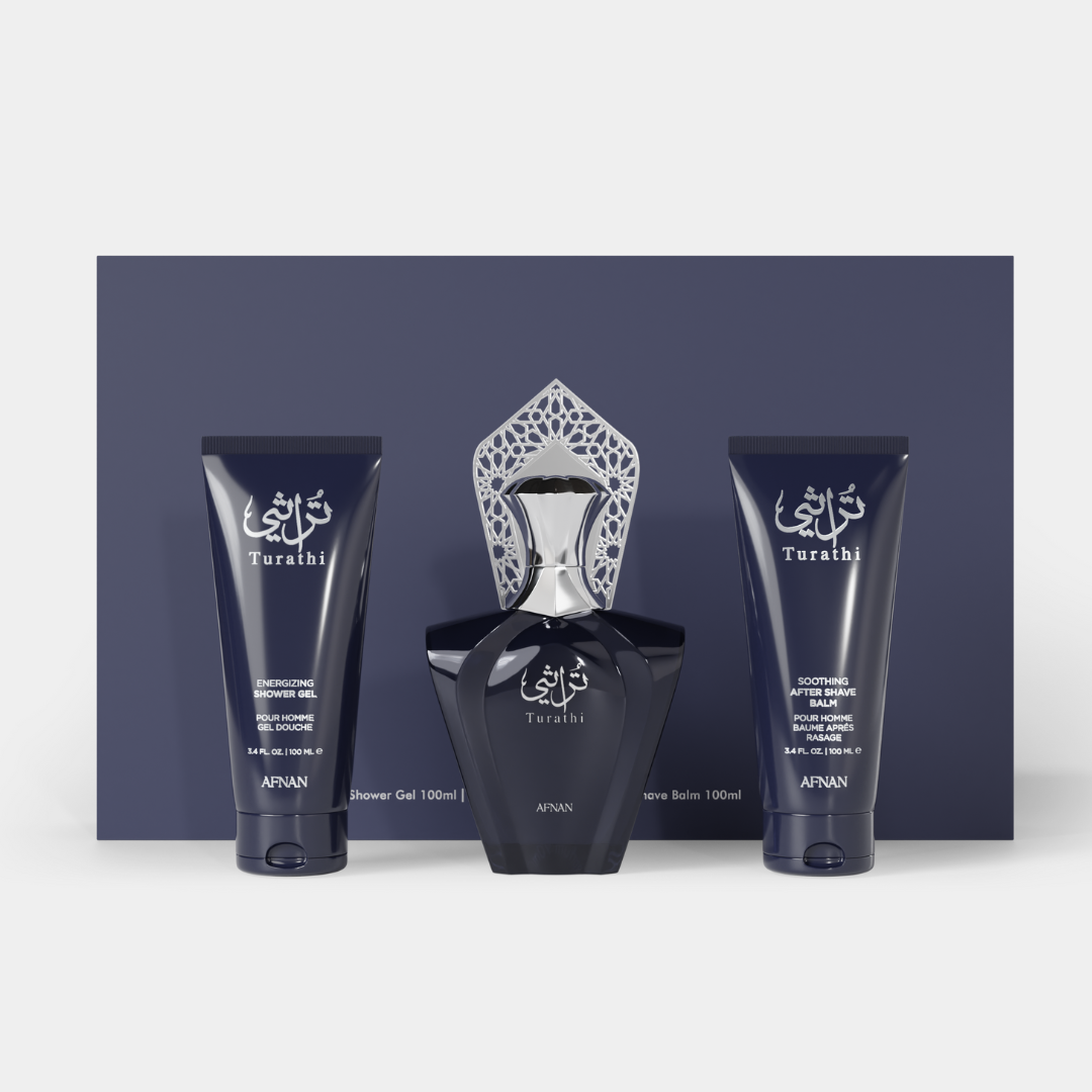 Afnan Turathi Blue Luxury Men's Fragrance Gift Set with EDP Essentials