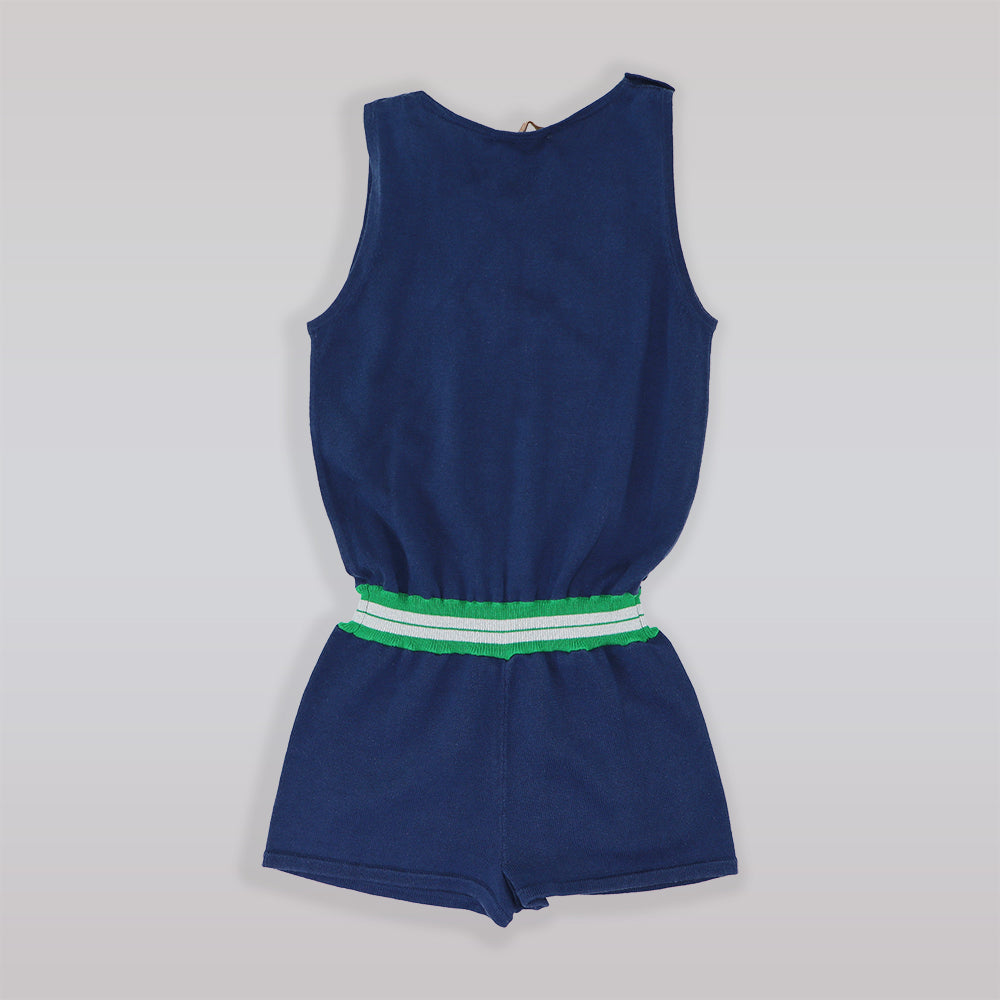 I Love Gorgeous Navy Blue Knitted Playsuit for Little Girls
