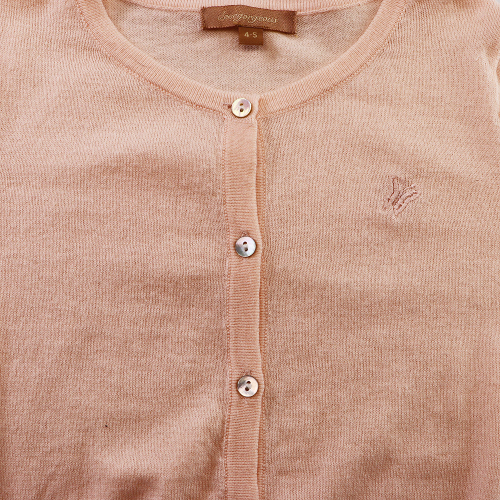 I Love Gorgeous Girls Peach Logo Knit Button Cardigan