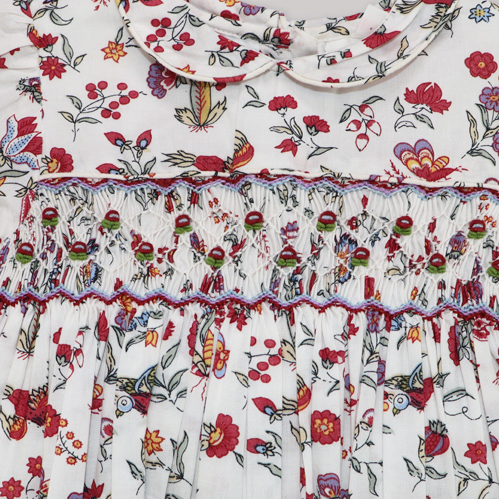 Annafie London Girls Hand Smocked Floral Cotton Lanja Dress