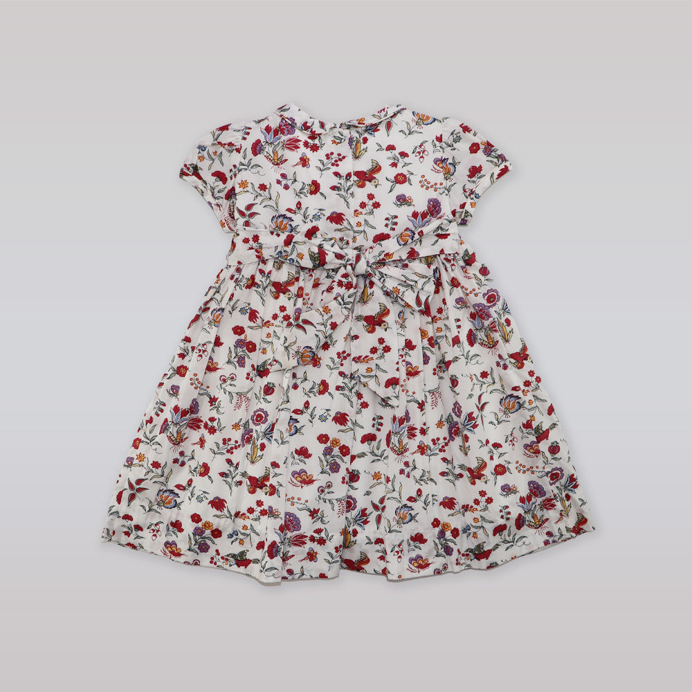 Annafie London Girls Hand Smocked Floral Cotton Lanja Dress