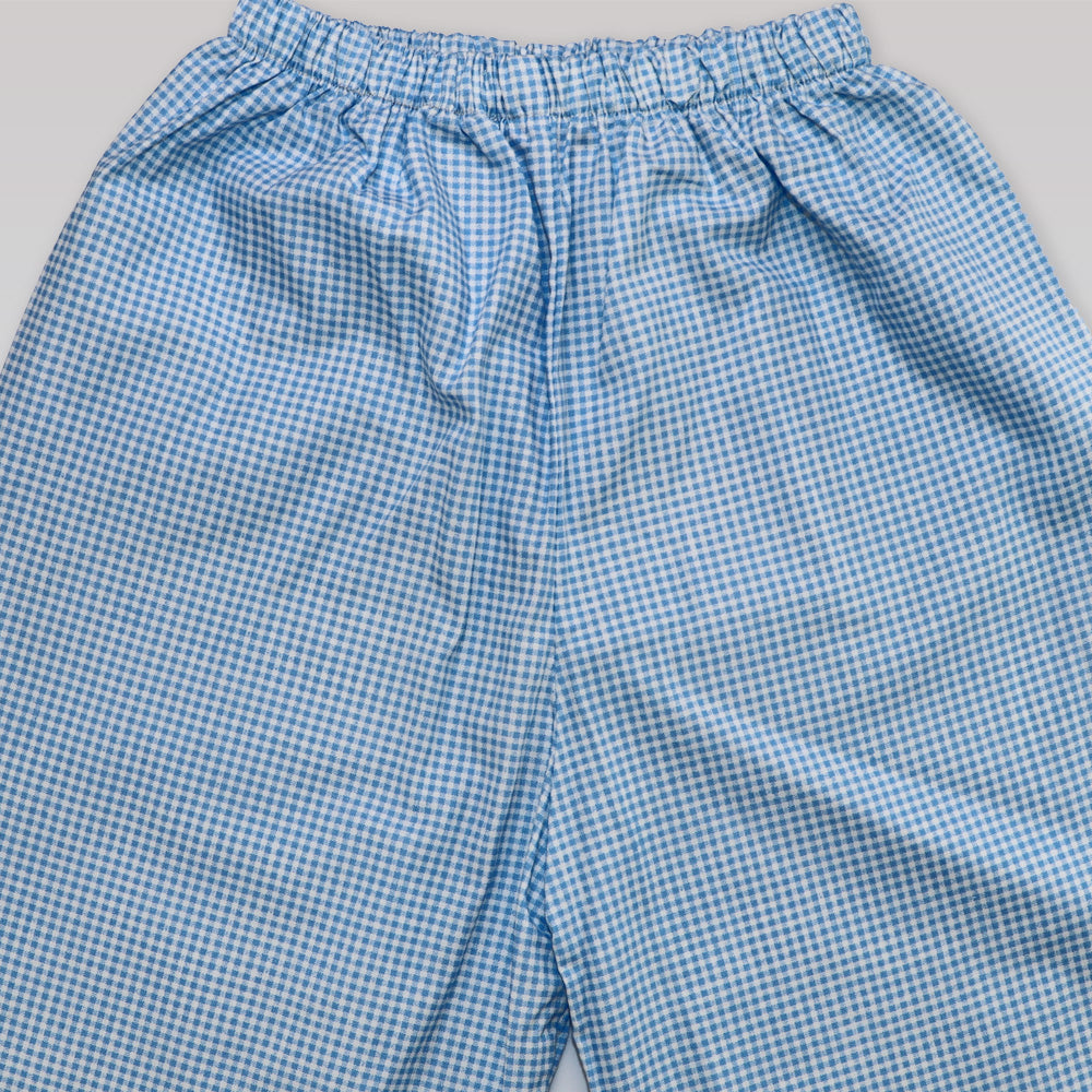 Annafie London Boys Blue Striped Cotton Car Embroidery Pyjama Set
