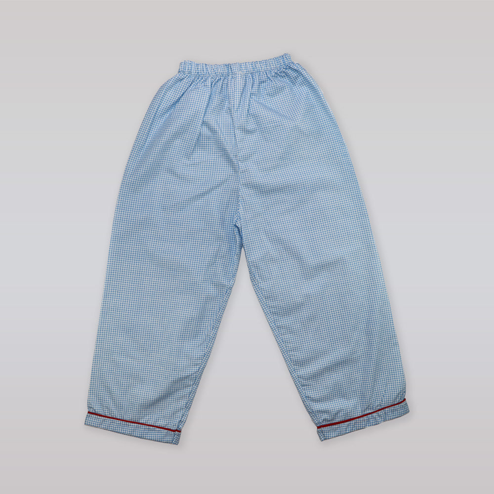 Annafie London Boys Blue Car Hand Smocked Cotton Pyjamas