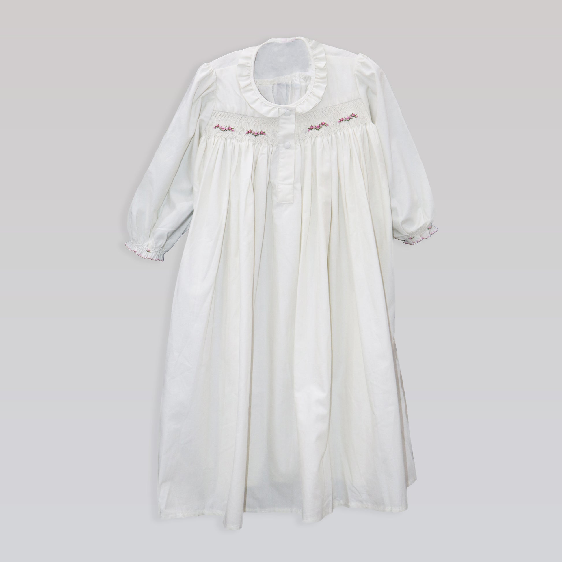Annafie London Girls Pink Rose Smocked Dress White Collar
