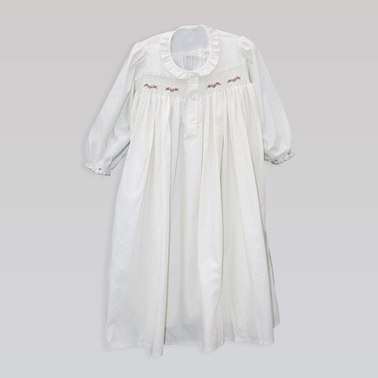 Annafie London Girls Pink Rose Smocked Dress White Collar