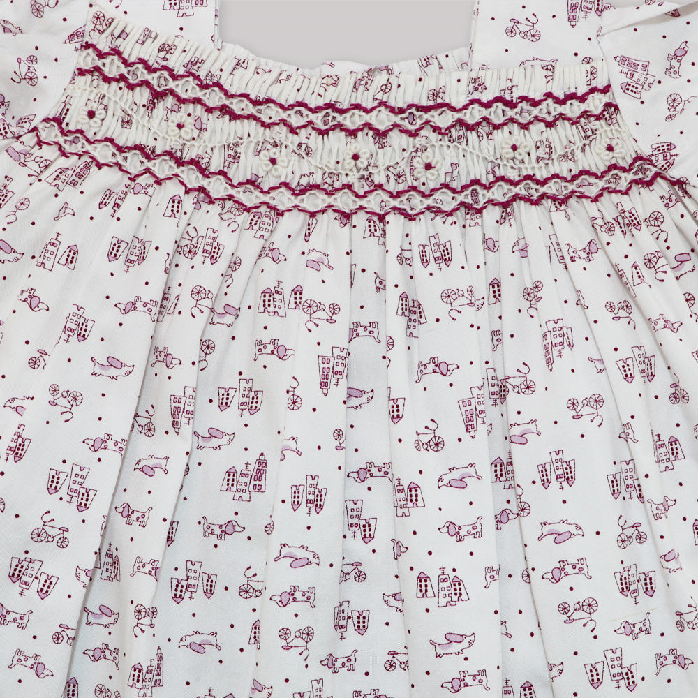 Fleurisse & Leon Bunny Print White and Violet Baby Outfit
