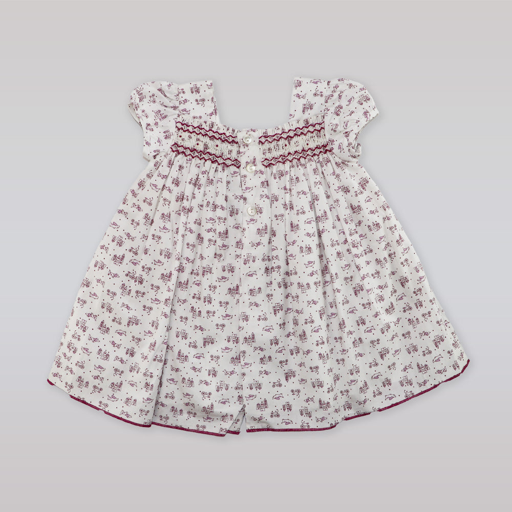 Fleurisse & Leon Bunny Print White and Violet Baby Outfit